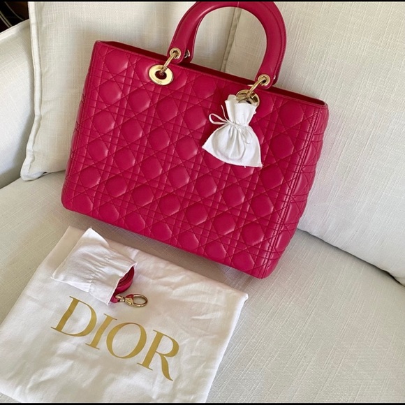 SOLD!Christian Dior Large Lady Dior Bag w/ Strap - Picture 9 of 12